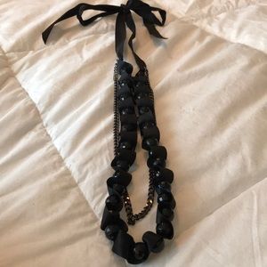 Ribbon and bead necklace